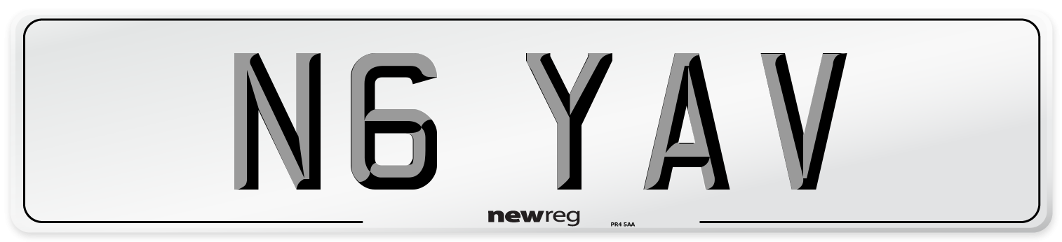 N6 YAV Number Plate from New Reg